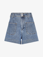 Mini short coupe trapèze - Bleu denim - 4