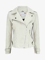Veste style perfecto effet daim - Écru - 4