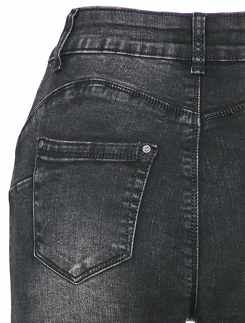 Jean skinny taille haute à déchirures - Noir - 3