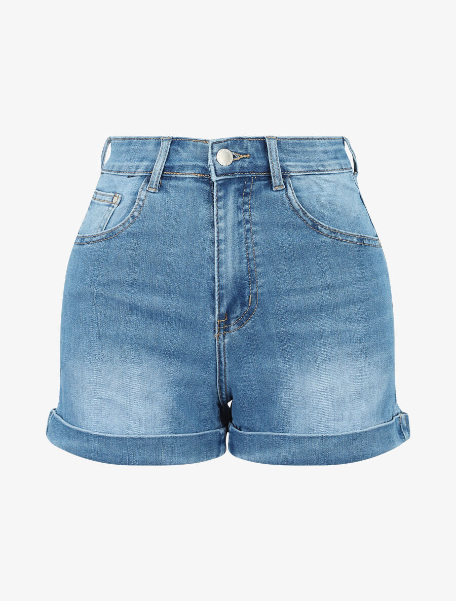 Short court à ourlets - Denim - 1