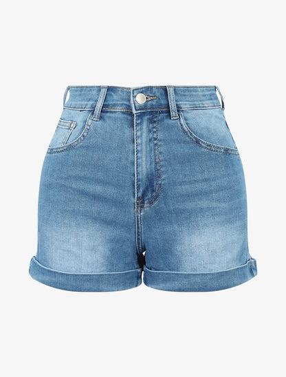 Short court à ourlets - Denim - 1