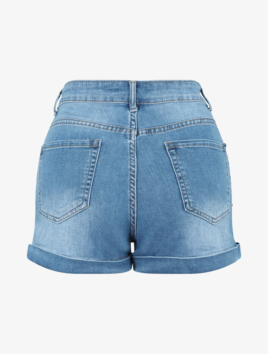 Short court à ourlets - Denim - 2