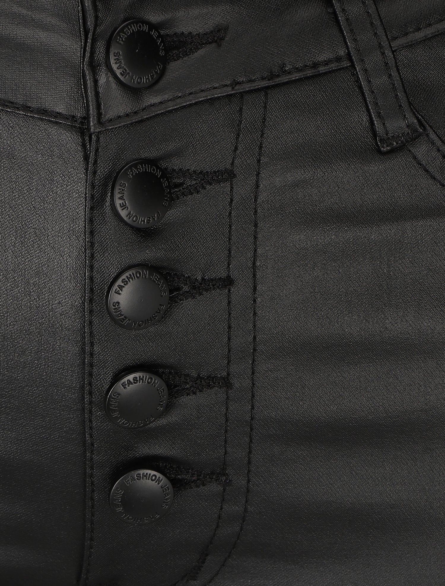 Jean skinny ciré push-up boutonnée - Noir - 3