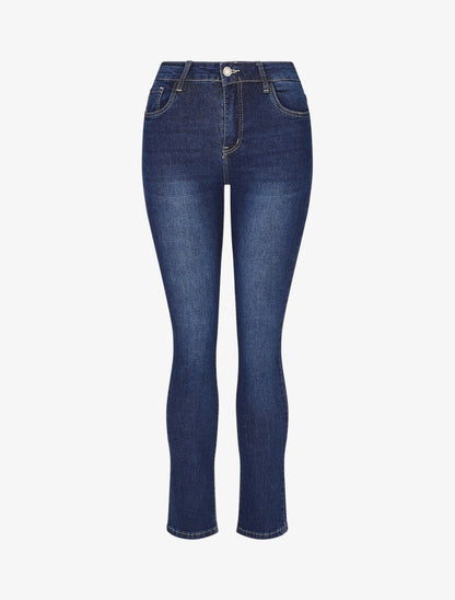 Jean slim taille haute - Bleu - 4