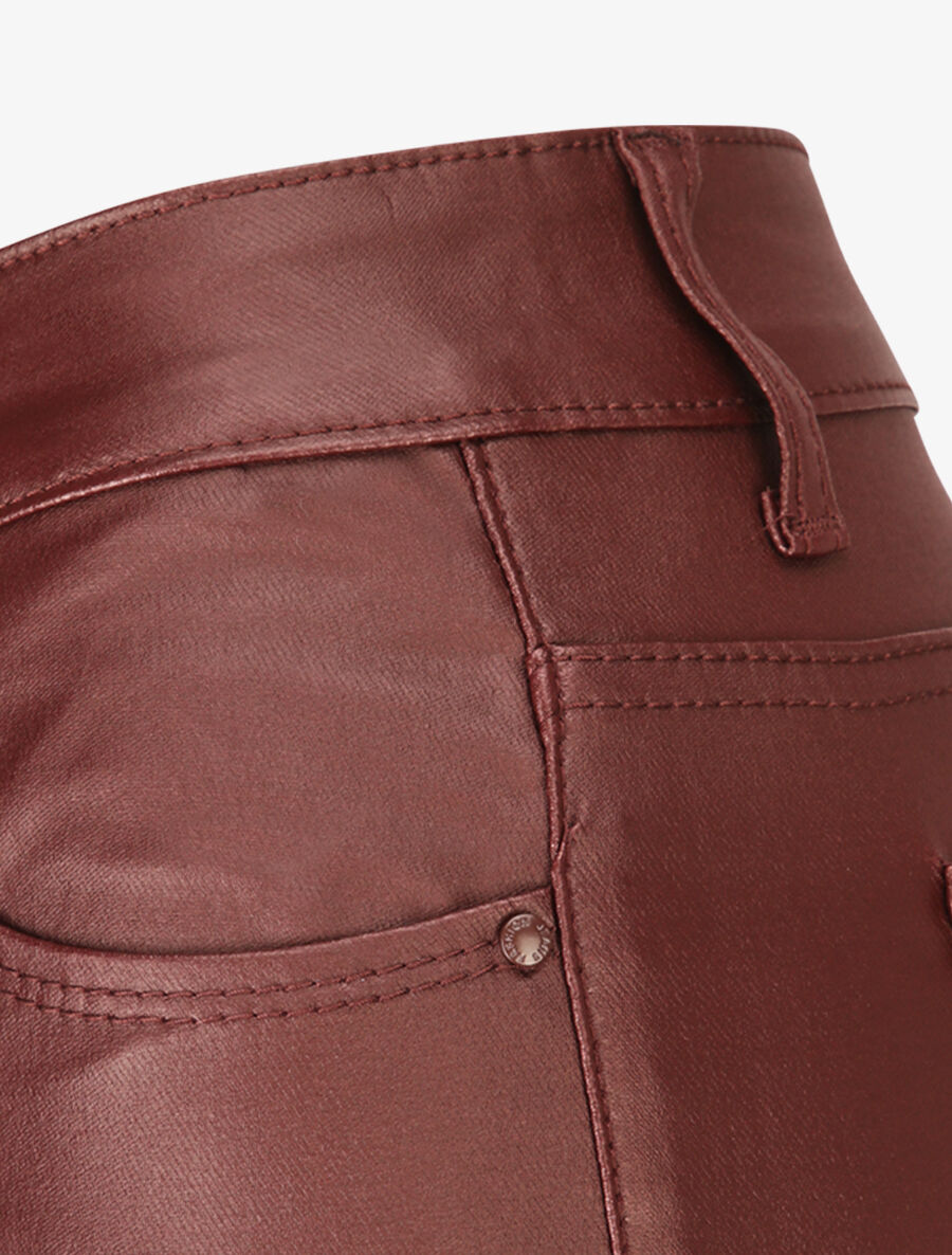 Jean slim taille haute enduit - Bordeaux - 3