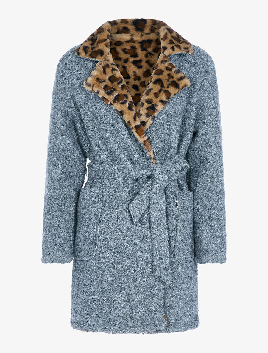 Manteau réversible effet laine bouclette - Gris foncé - 5