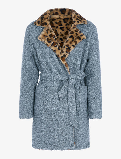 Manteau réversible effet laine bouclette - Gris foncé - 5