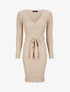 Robe pull mi-longue et côtelée à boutons décoratifs - Beige - 1