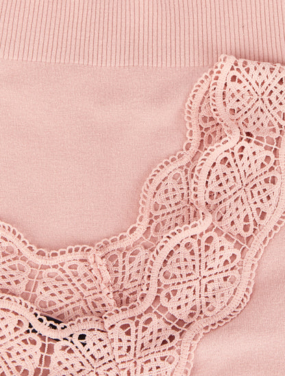 Pull à décolleté profond en U - Rose poudré - 3