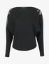 Pull manches dolman à motifs en tulle transparent et bords arrondis - Noir - 4