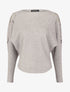 Pull manches dolman à motifs en tulle transparent et bords arrondis - Gris chiné - 1