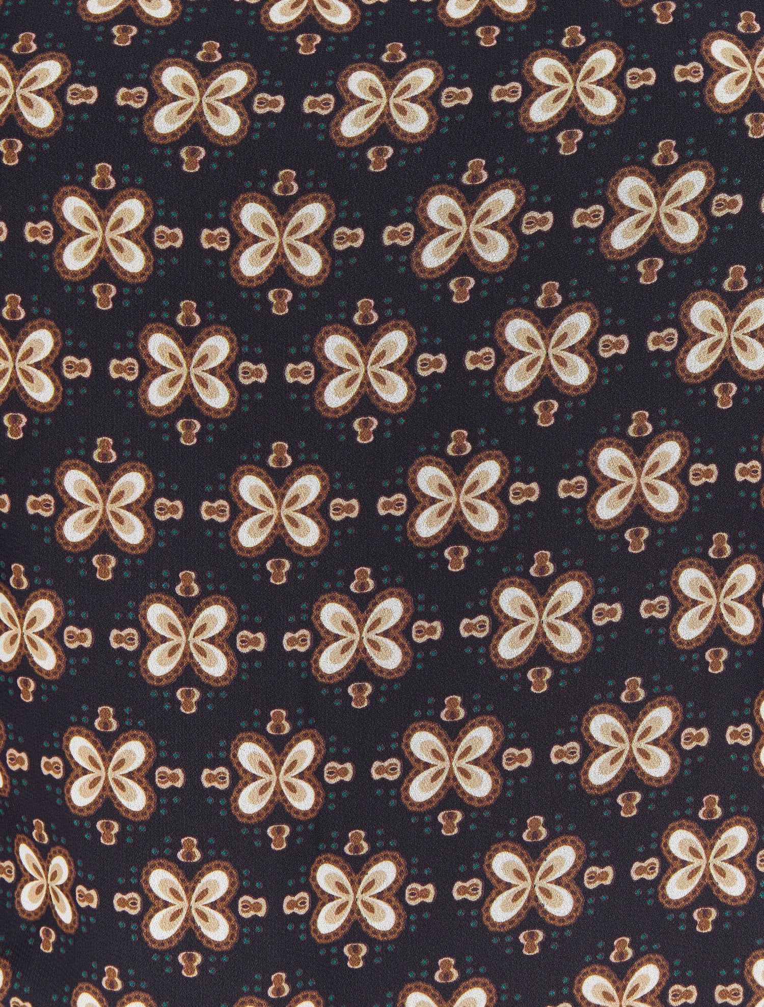 Top à double imprimé et épaules volantées - Noir - 4