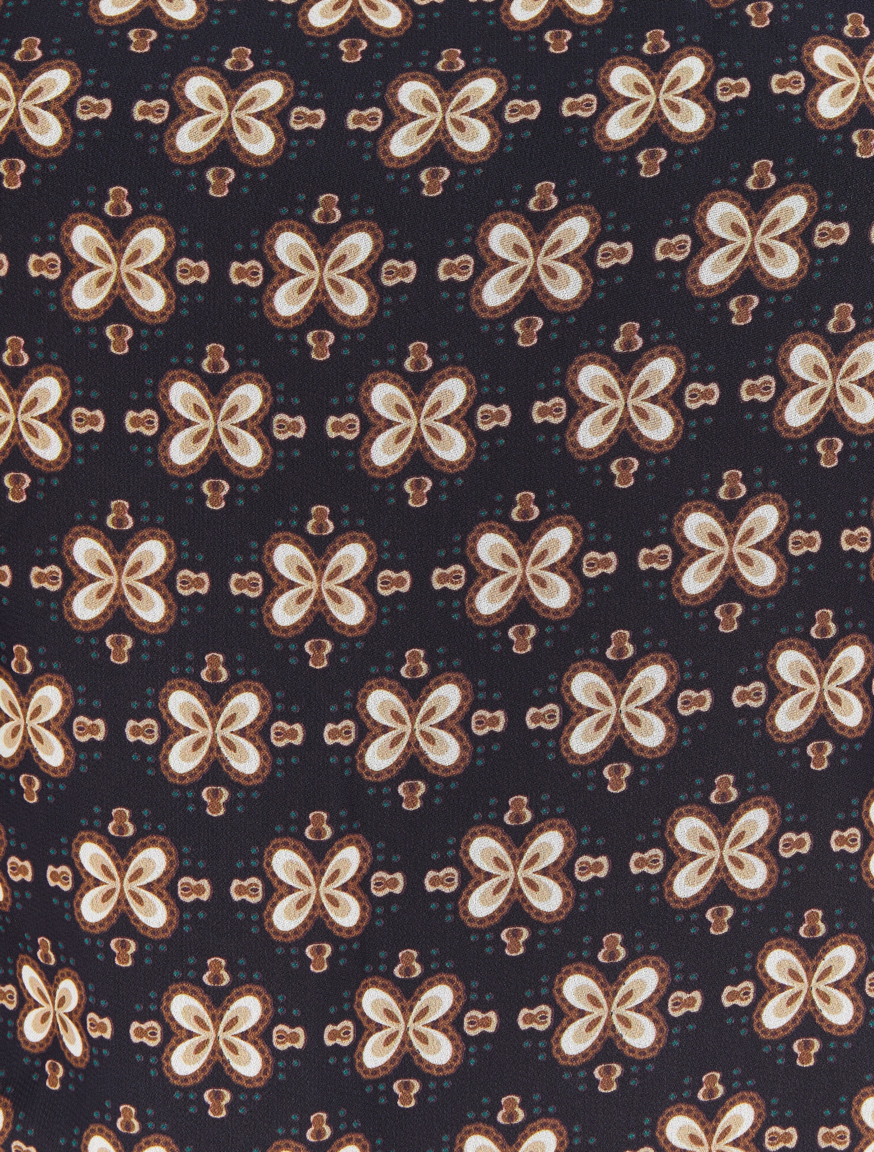 Top à double imprimé et épaules volantées - Noir - 4