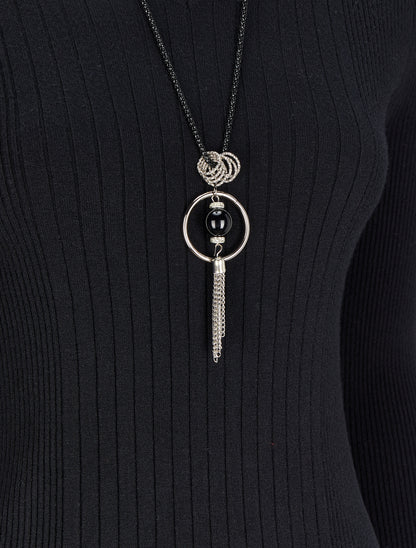 Pull côtelé à col V - Noir - 3