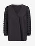 Blouse à manches transparentes style plumetis - Noir - 1