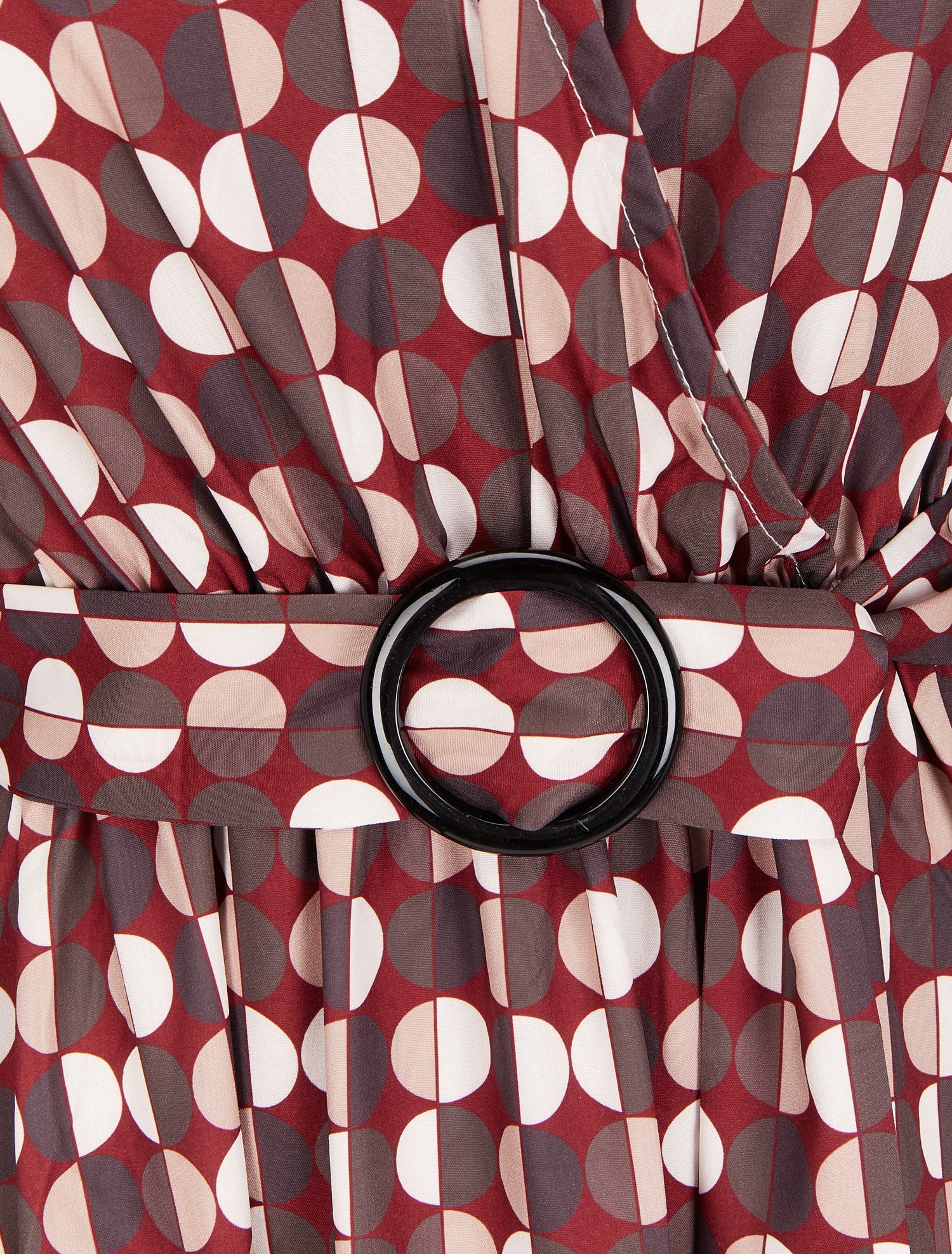 Robe longue imprimé pois stylisés - Lie de vin - 3