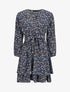 Robe cache-coeur à imprimé floral - Bleu marine - 1