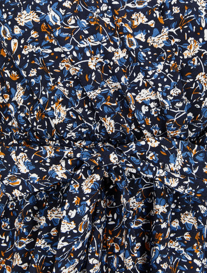 Robe cache-coeur à imprimé floral - Bleu marine - 3