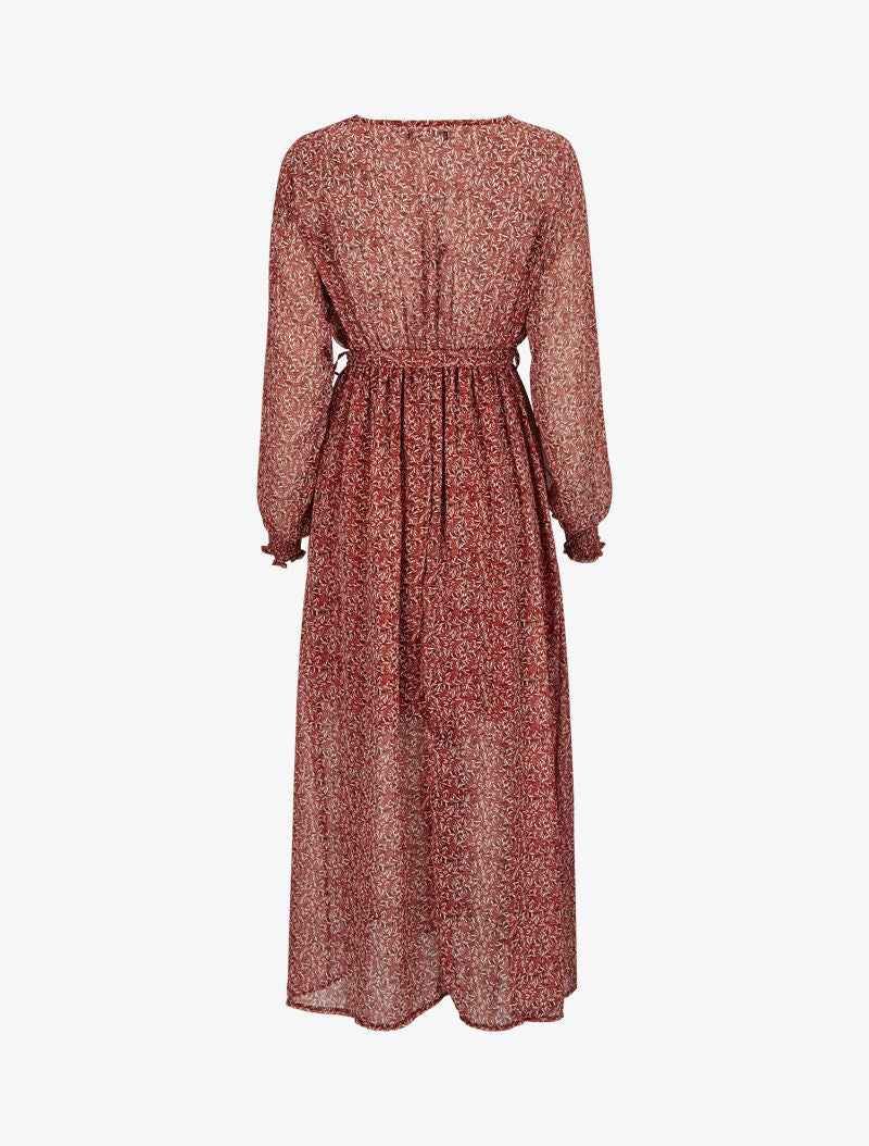 Robe longue cache-coeur à imprimé feuilles d&