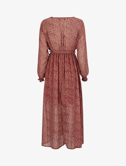 Robe longue cache-coeur à imprimé feuilles d&