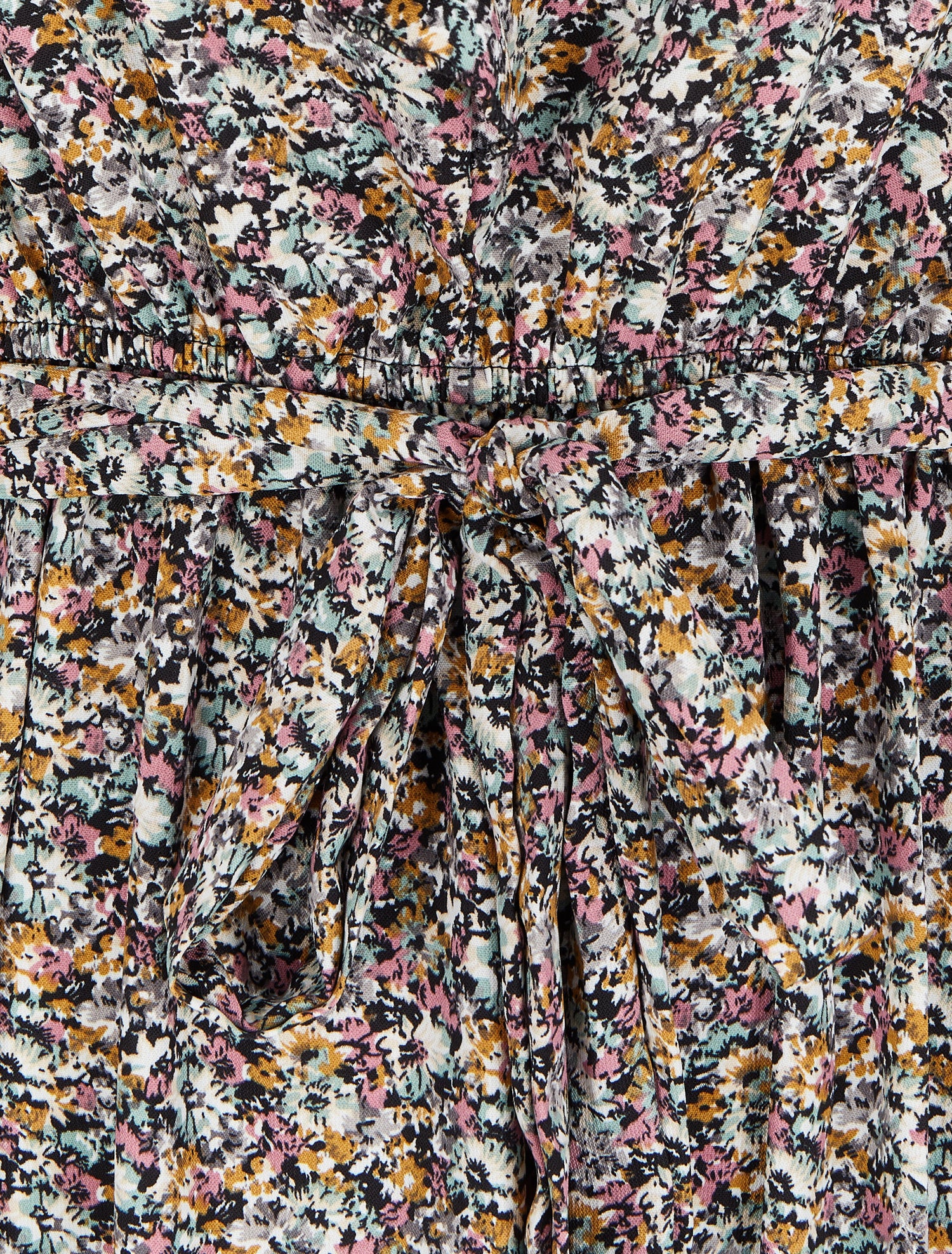 Robe imprimé fleuri à col V volanté - Blanc - 3