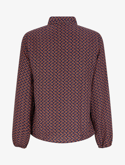 Blouse col lavallière à imprimé graphique - Bleu marine - 2