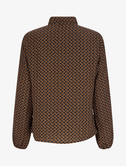Blouse col lavallière à imprimé graphique - Noir - 2