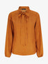 Blouse col lavallière à imprimé graphique - Orange - 1