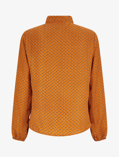 Blouse col lavallière à imprimé graphique - Orange - 2