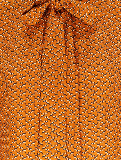 Blouse col lavallière à imprimé graphique - Orange - 3