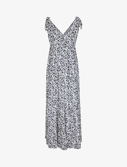 Robe longue à imprimé feuillage - Blanc - 2