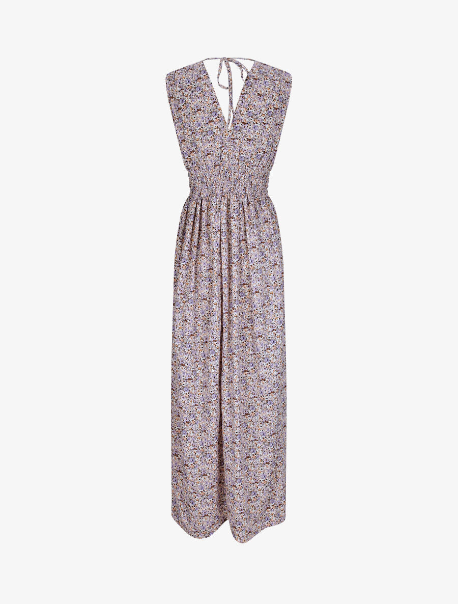 Robe longue à imprimé fleurs du printemps - Lilas - 2