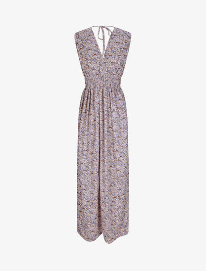 Robe longue à imprimé fleurs du printemps - Lilas - 2