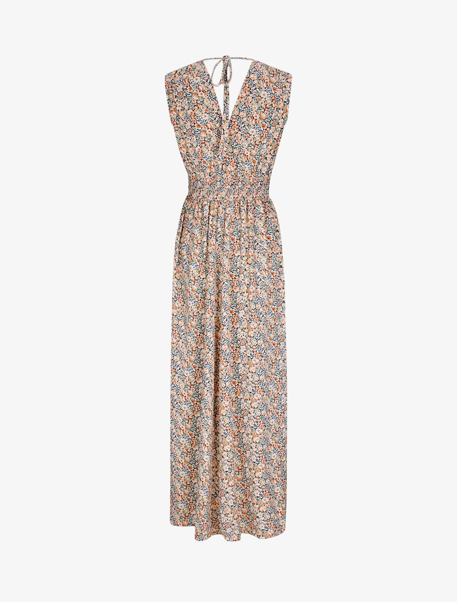 Robe longue à imprimé fleurs du printemps - Orange - 2