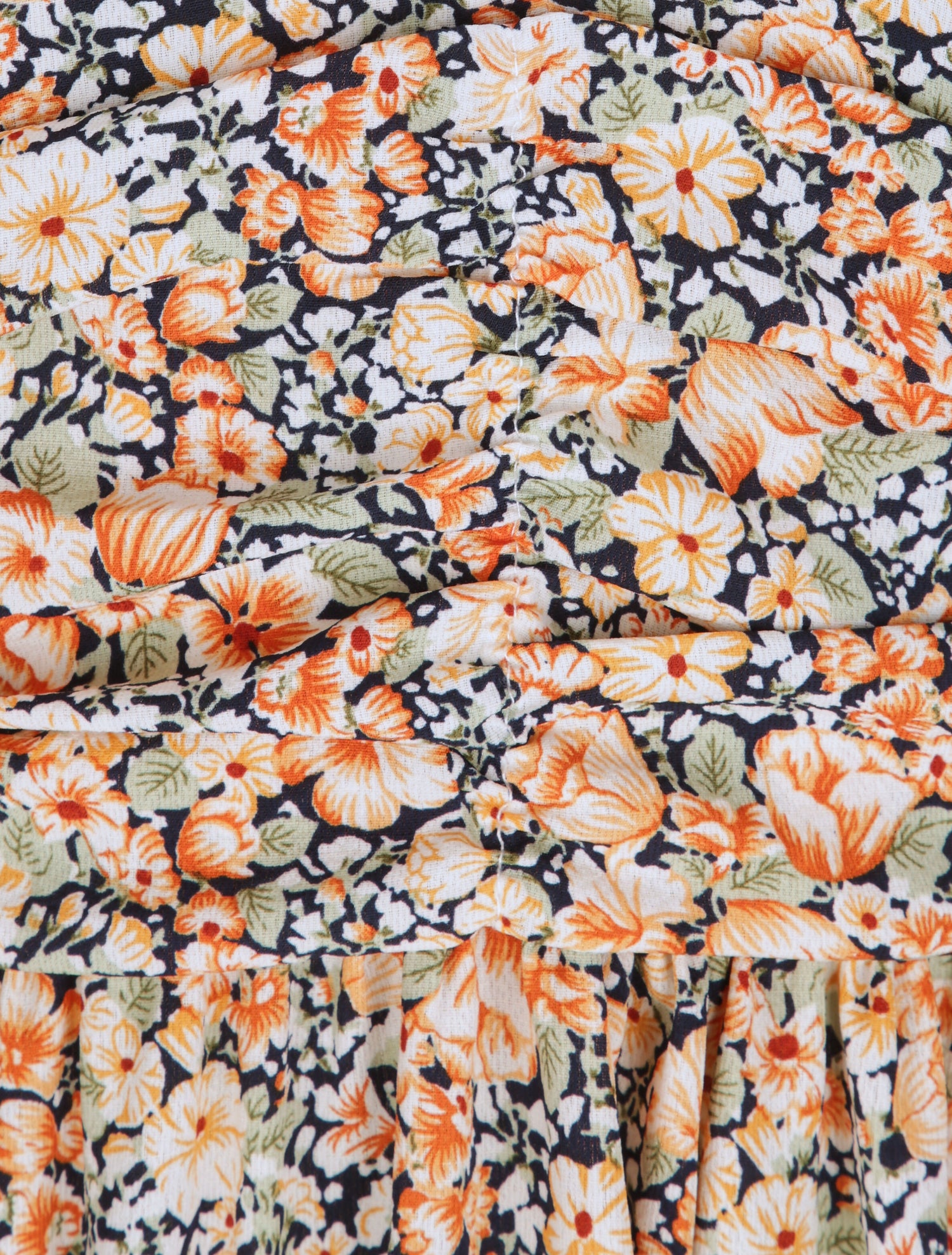 Robe longue à imprimé fleurs du printemps - Orange - 3