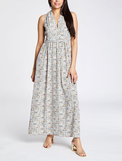 Robe longue à imprimé fleurs du printemps - Vert d&