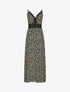 Robe longue à fleurs graphiques et à fines broderies - Noir - 1