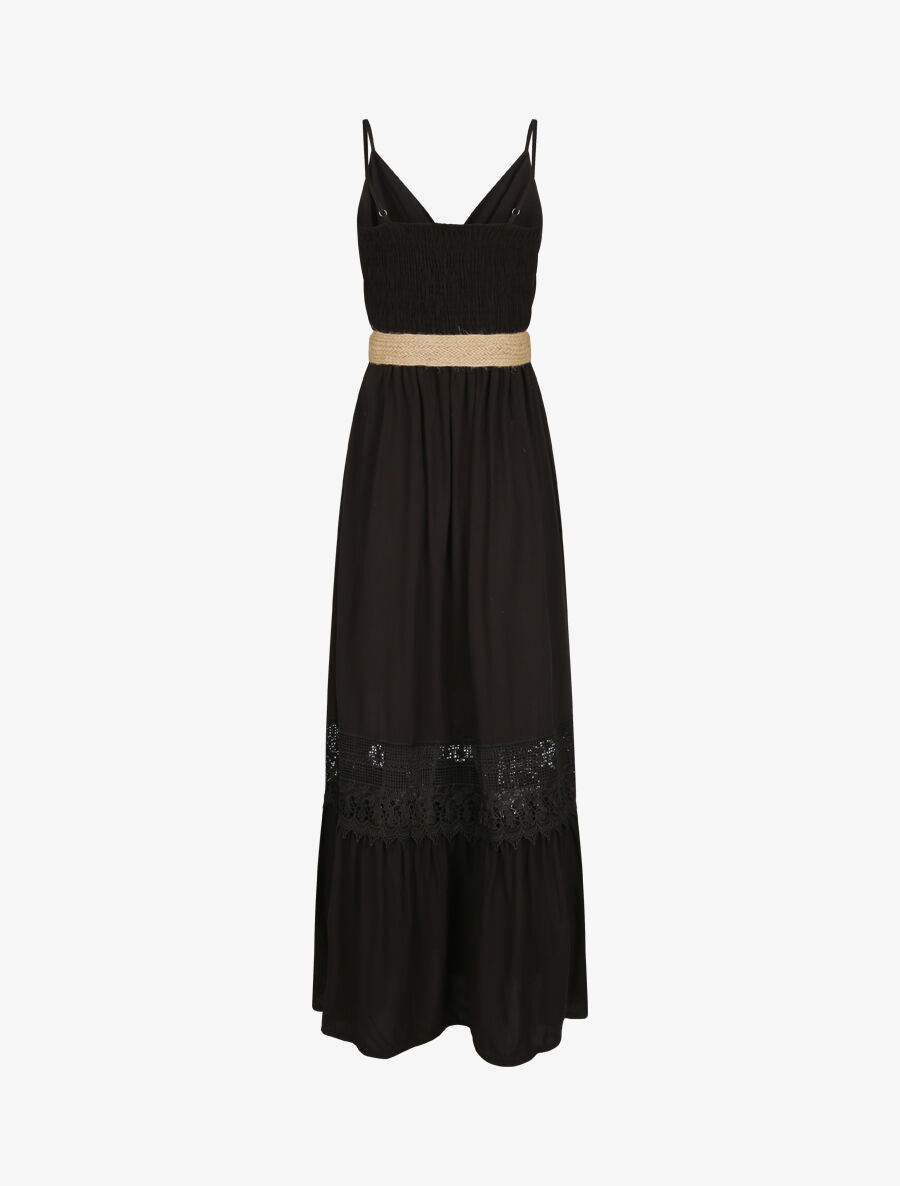 Robe longue cintrée coupe empire - Noir - 2