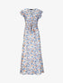 Robe longue empire à épaules volantées imprimé aquarelle florale - Bleu clair - 1