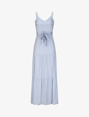 Robe longue empire unie à bretelles à perles - Bleu clair - 1
