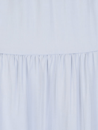 Robe longue empire unie à bretelles à perles - Bleu clair - 3