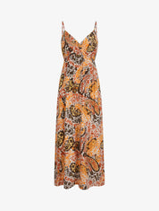 Robe longue imprimé foulard - Beige/orange - 1