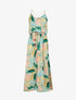 Robe longue imprimé feuilles tropicales à bretelles en cordelettes - Vert anis - 4