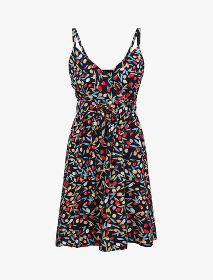 Robe patineuse imprimé roses - Marine - 2