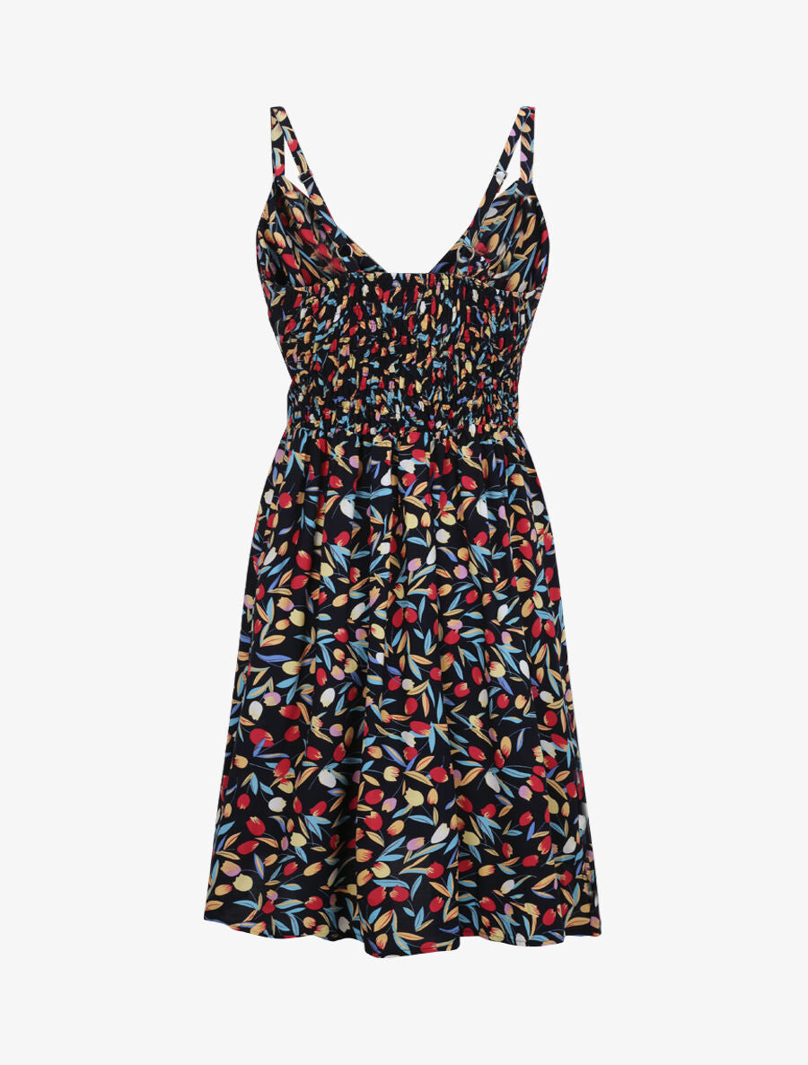 Robe patineuse imprimé roses - Marine - 3