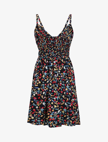 Robe patineuse imprimé roses - Marine - 3