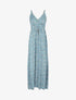 Robe longue cintrée imprimée petites fleurs printanières - Turquoise - 1