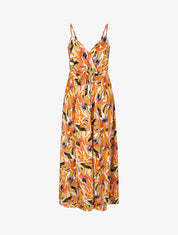 Robe longue cintrée imprimé grandes fleurs - Rose - 1