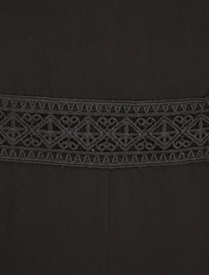 Combishort cintré fluide à détail dentelle - Noir - 3