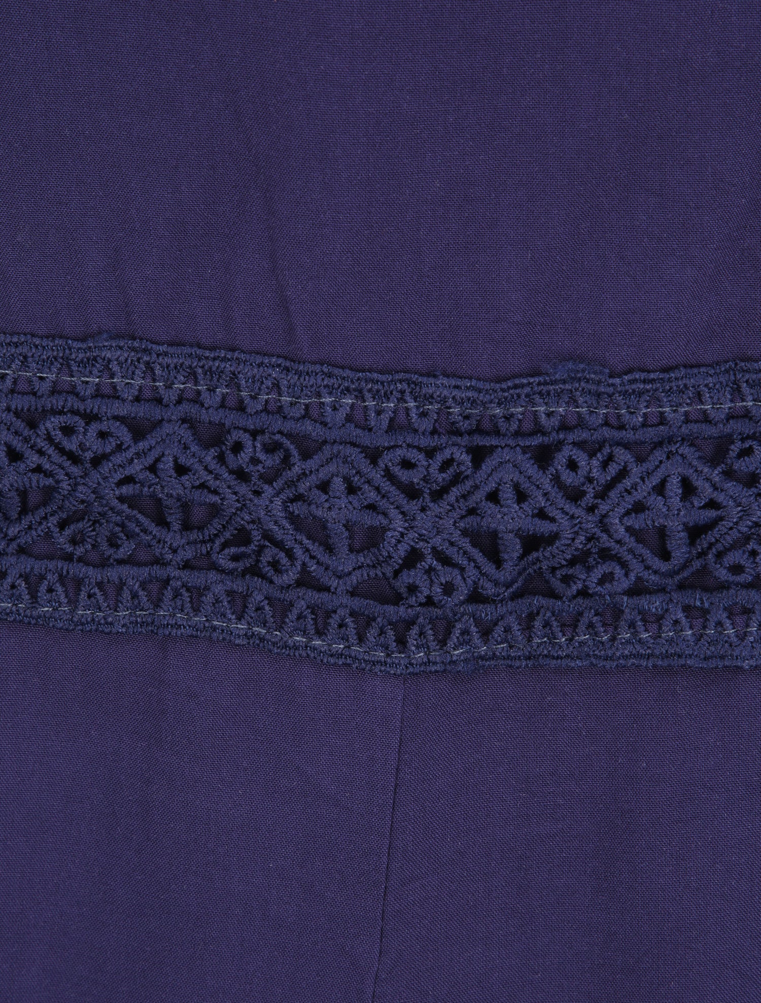Combishort cintré fluide à détail dentelle - Marine - 3